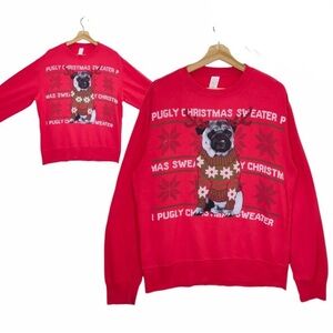 Unisex Pugly Christmas Sweater Size Medium